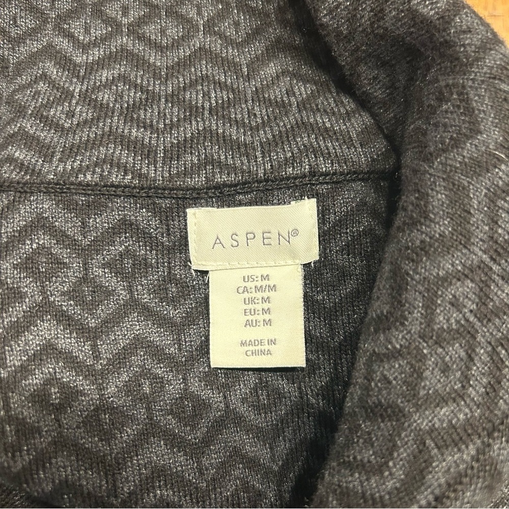 Aspen Women’s Black and Gray Printed Full Zip Cotton Blend Sweater, Size Medium - Picture 5 of 7